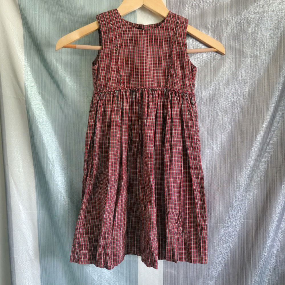 VTG‎ Strasburg Kids Red Plaid Cotton Jumper Dress 3 Holiday Classic Christmas